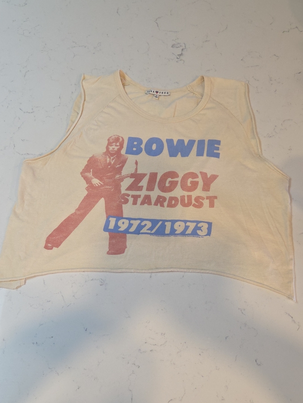 Junk Food Clothing Cream Tee with BOWIE Ziggy Stardust 1972/1973
